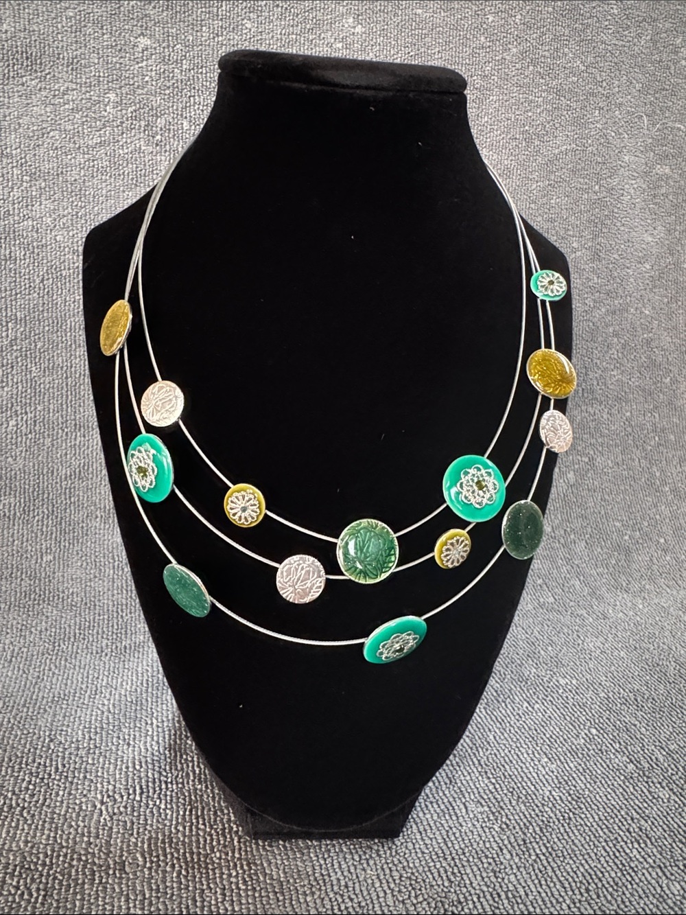 Origin jewelry 3-Strand Layered Circle  Multi-Strand Statement Necklace